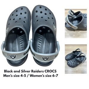 Black and Silver Raiders Crocs